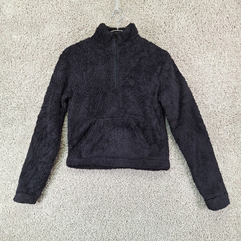 Aero Pullover Women XS Black Half Zip Sherpastyle Fleece Mock Neck Cozy
